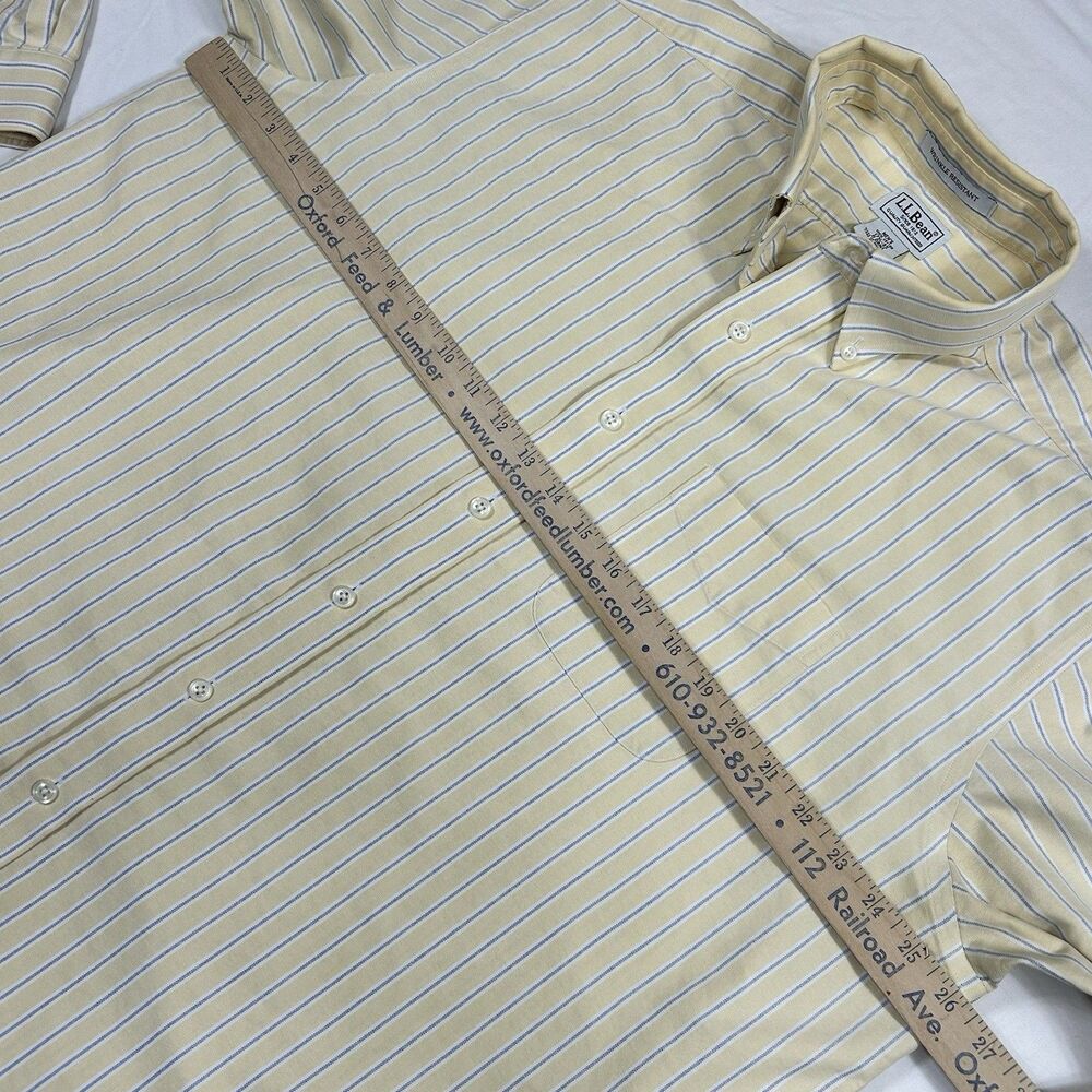 LL Bean Mens Dress Shirt 17.5-35 Regular Fit Button Front Long Sleeve Stripe - Picture 6 of 10